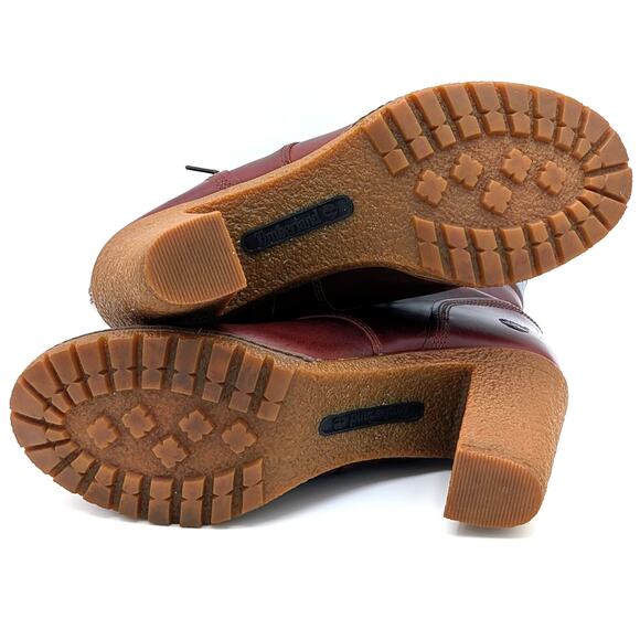 Timberland Glancy Lace-Up Boots Womens 9 Burgundy Leather Block Heel A18Z6 - Picture 11 of 13